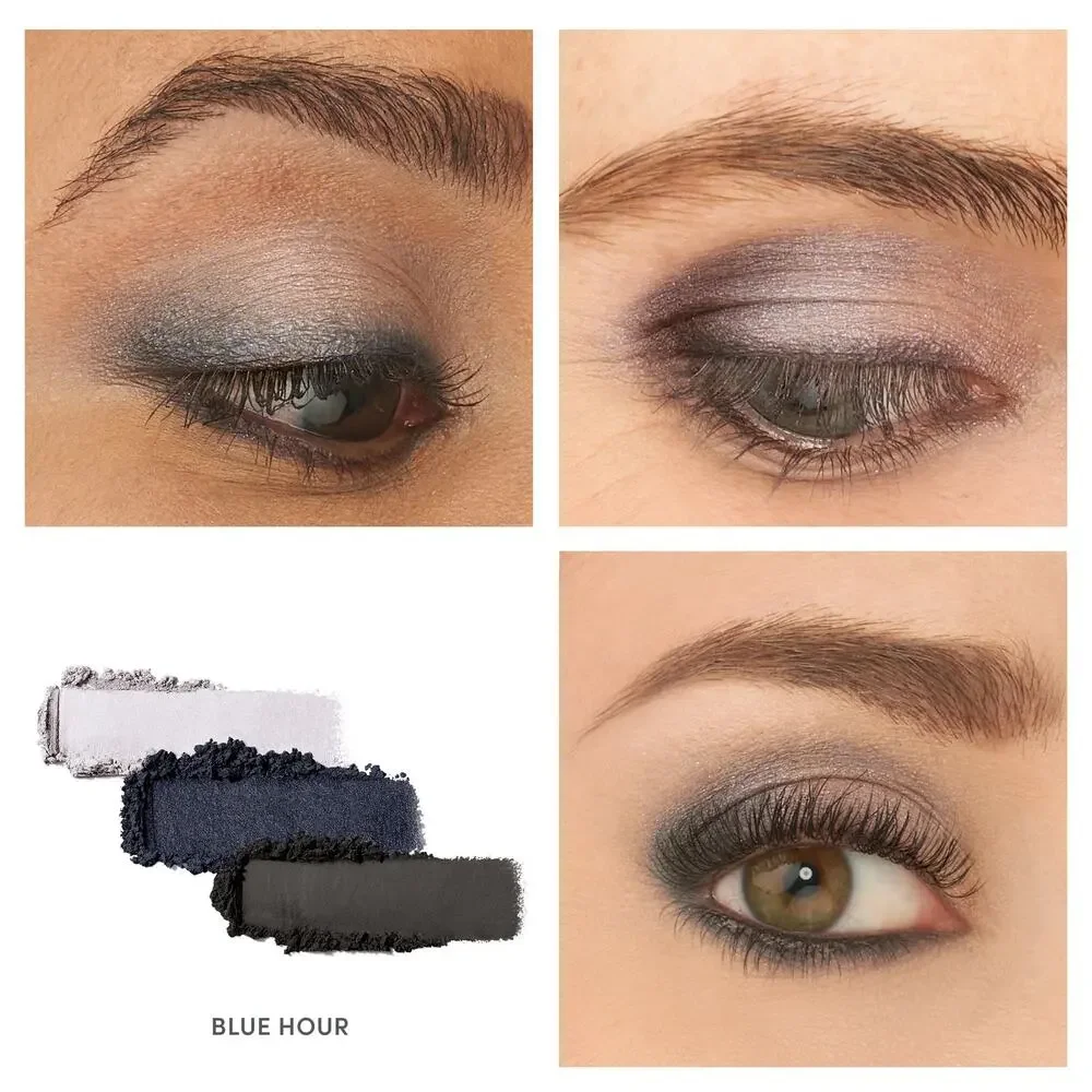 Jane Iredale PurePressed Eye Shadow Triple – Blue Hour – Grey Deep Blue Charcoal